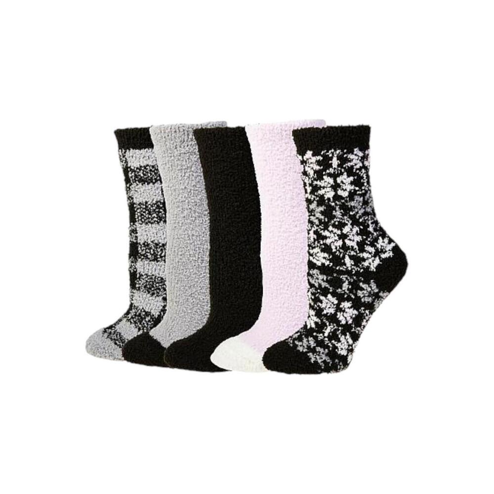 Comfort Code Women's 5-Pack Cozy Socks Purple/Black/Gray